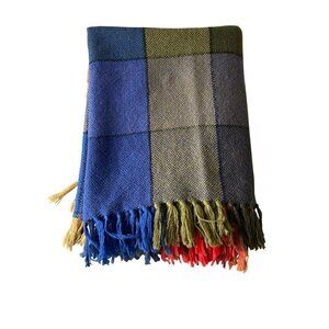 Handwoven Multicolor VirginWool Throw Blanket Fringe By The Three Weavers Cabin